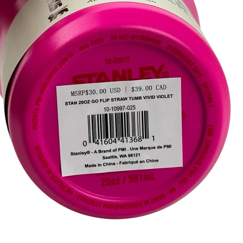 NWT Stanley 20 oz Go Flip Straw Tumbler Insulated Bottle Vivid Violet - Picture 8 of 11
